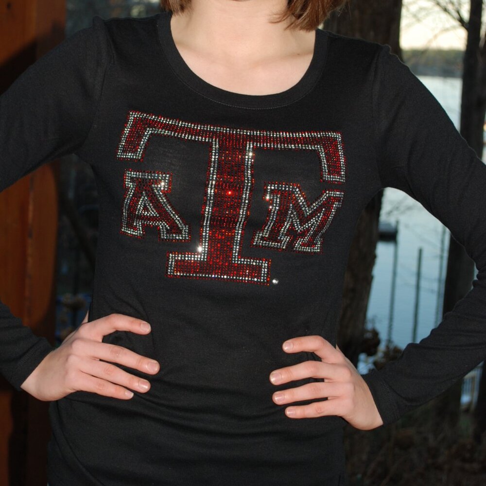 Texas A & M  rhinestone long sleeve shirt XS S M L XL XXL 1X 2X 3X 4X…